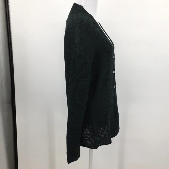 Margaret O Leary Cardigan Womens 2 Green Knit‎ Wool Sweater V Neck Vintage - Picture 9 of 15